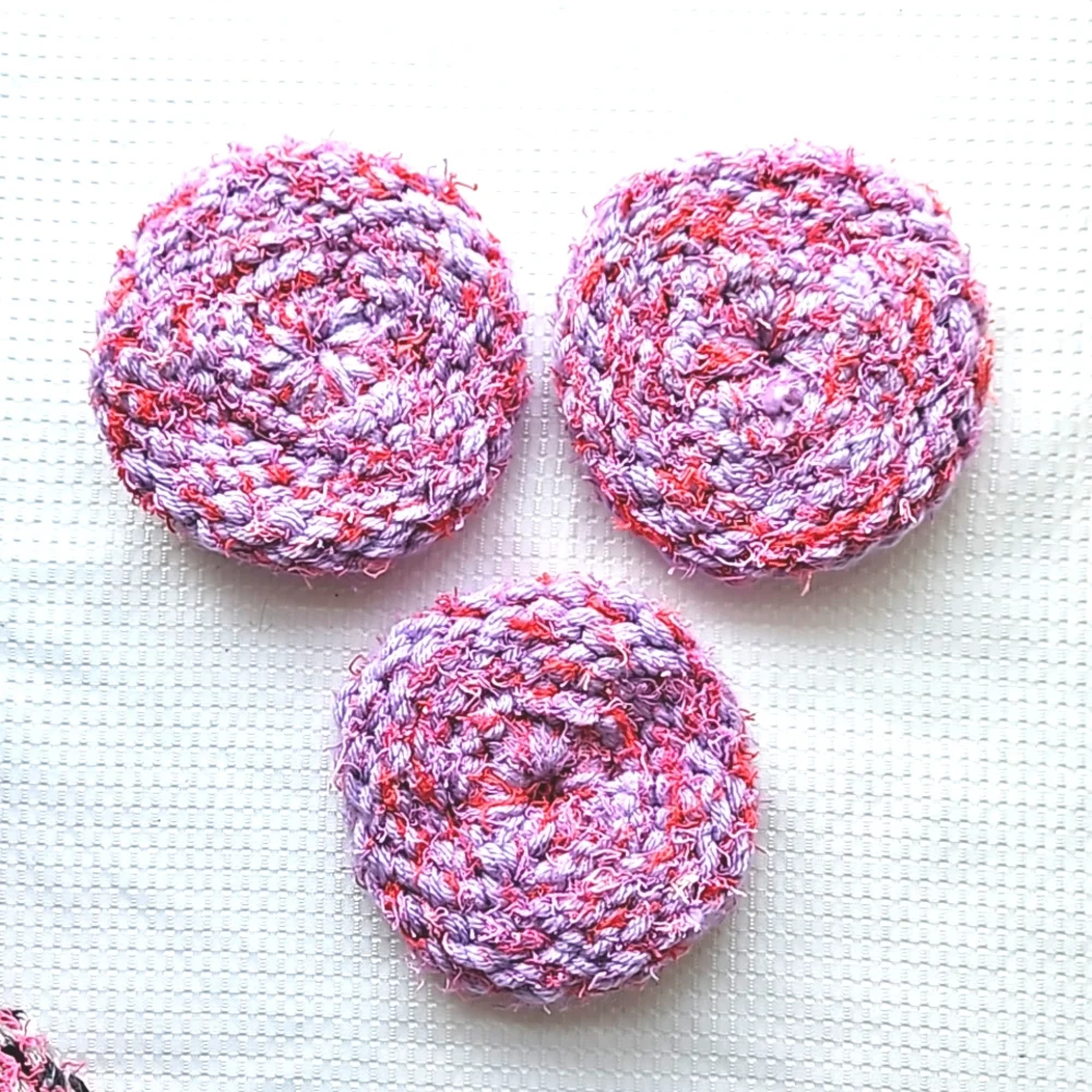 Eco-Friendly Variegated Yarn Kitchen Scrubber Set of 3 Pink Purple